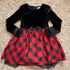 5t girls buffalo plaid long sleeve tulle dress.